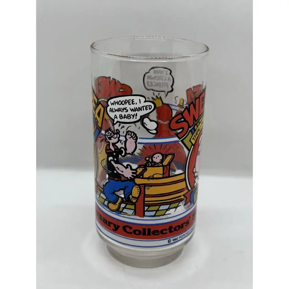 Vintage 1982 Popeye Brutus & Swee’Pea Thru the Years Glasses + Bonus Swee’Pea